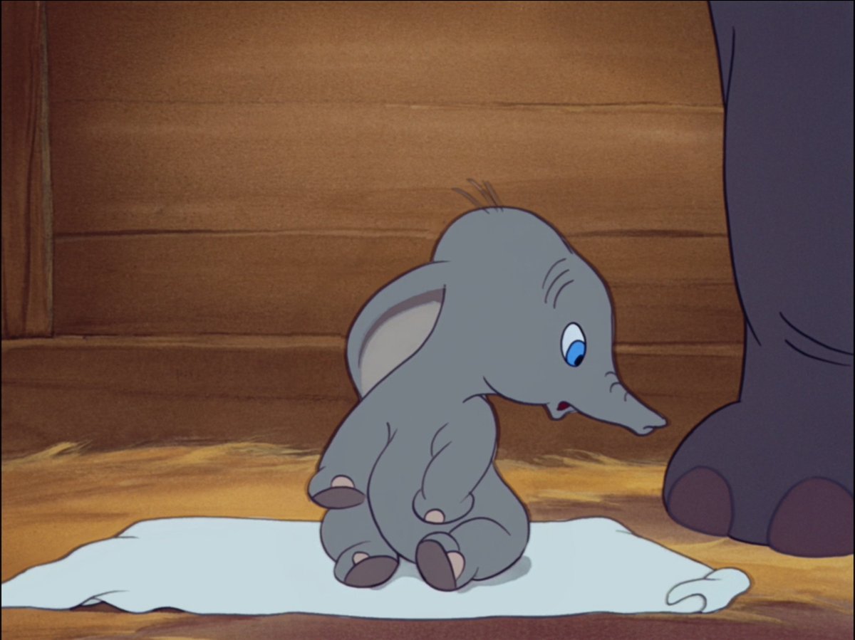 Outside of his ridiculously cute design, I could encapsulate all of Dumbo's appeal into the film's most canny story choice: Dumbo doesn't speak. I LOVE that he doesn't speak! Everything about him is conveyed with his expressions, his wide curious eyes, his bashful body language.