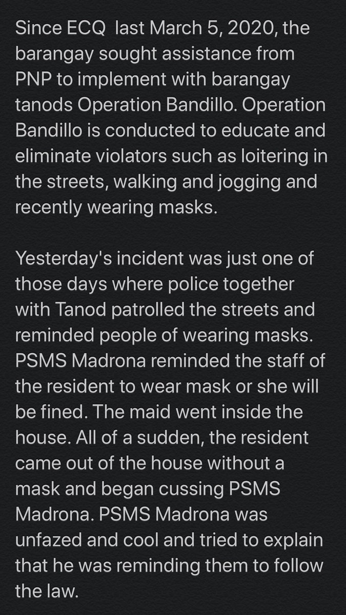 READ: Official statement of Dasmariñas Brgy Captain Rosanna Hwang defending Makati police officer Roland Madrona. Says foreigner verbally assaulted, pointed dirty finger and resisted arrest. Says “resident was in the sidewalk, a public place.” | via  @iamkarendavila