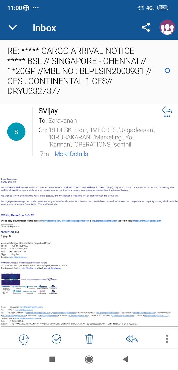 nirmalvenkat911's tweet photo. @shipmin_india Dear Sir
Pls take immediate steps to push all liners to obey your order for non charging of detention and demurage till 03.05.2020
See all liners were replying same thing and detention waiver till 14th April only 
What we can do. Is it we need to pay 200000 detention per cont?? https://t.co/5XDBjvS7gL