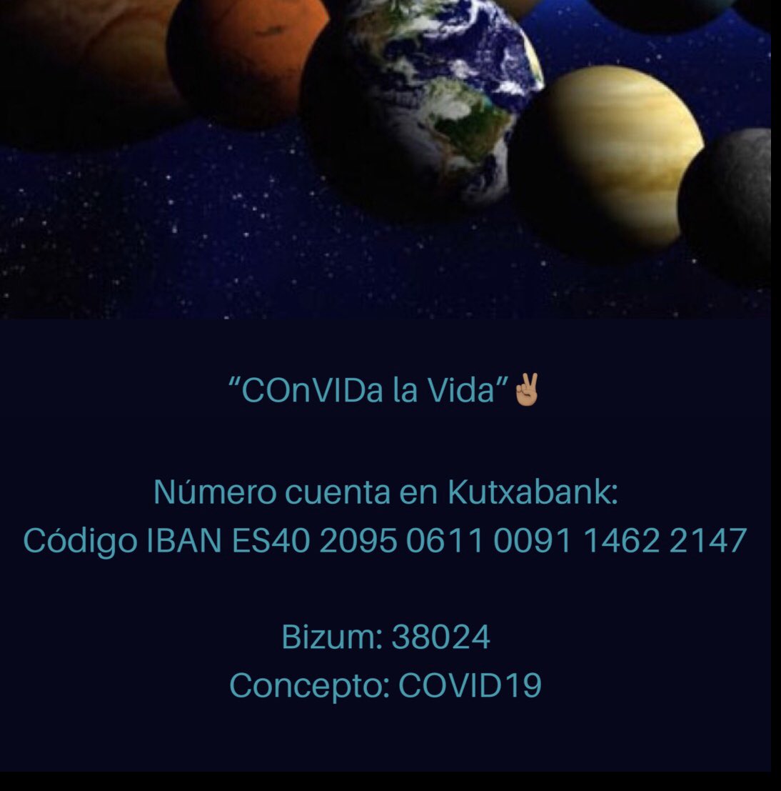 universoazkena's tweet photo. ✌🏽“COnVIa la Vida... porque todo lo que viene se irá “⛔️🦠
Partekatu informazio hau eta lagundu! 🙌🏾
⛔️🦠#stopcovid ✌🏽#convidalavida #investigacion #COVID
#cultura
@biocrucesHRI
#biodonostia
#bioaraba
#kronikgune
#BIOEF #AzkenaBilbo https://t.co/LHIReM5ALL