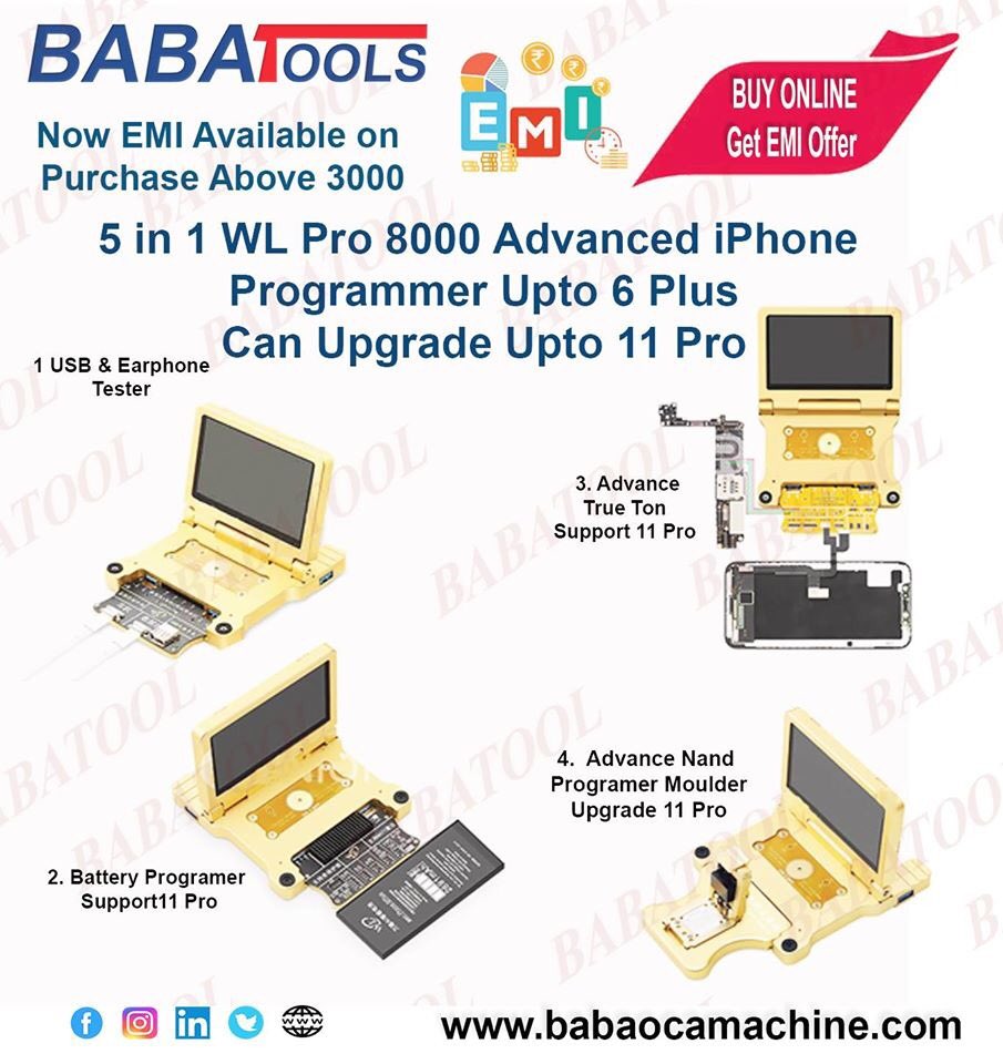 BabaCable's tweet photo. 5 in 1 WL Pro 8000 Advanced iPhone Programmer Upto 6 Plus Can Upgrade Upto 11 Pro
#Ordernow https://t.co/yS8mRXHB7D
#babacable #babatools
#babaocamachine #babatool
#5in1wlpro8000advancediphon
#wlpro8000advancediphone
#CustomerCare +91-9311172000,
https://t.co/3xXFQCFL9p https://t.co/LheCsfZmtO