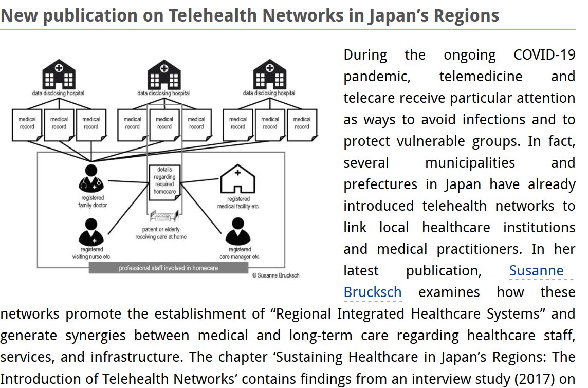 DIJ Tokyo (@dij_tokyo) on Twitter photo NEW book chapter by our health-tech expert Susanne Brucksch: “Sustaining #healthcare in Japan’s regions: The introduction of #telehealth networks” gains additional relevance during #COVID19 routledge.com/Japans-New-Rur… @NissanInst <a href="/jstudiesvienna/">Japanese Studies Vienna</a> dijtokyo.org/?hpcat=publica… NEW book chapter by our health-tech expert Susanne Brucksch: “Sustaining #healthcare in Japan’s regions: The introduction of #telehealth networks” gains additional relevance during #COVID19 routledge.com/Japans-New-Rur… @NissanInst <a href="/jstudiesvienna/">Japanese Studies Vienna</a> dijtokyo.org/?hpcat=publica…