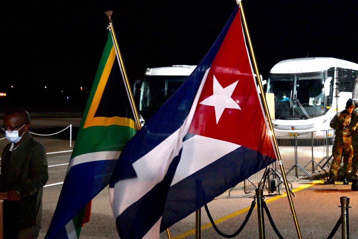 In the early hours of this morning , as the  @GovernmentZA we welcomed over 200 doctors from Cuba to our country . This brigade of Cuban doctors is here to help in the fight against  #covid19 . These selfless acts are driven by a high level of international solidarity by Cubans .