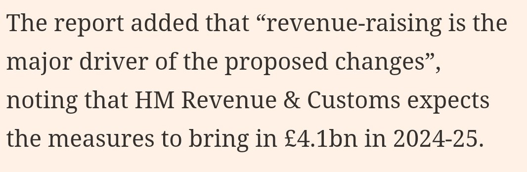 Fourth the report complains that "revenue-raising is the major driver of the proposed changes." Strange criticism of a tax measure, that it should raise tax, but the criticism is also wrong. The measures impose no new tax, they merely seek to prevent avoidance of an existing one.