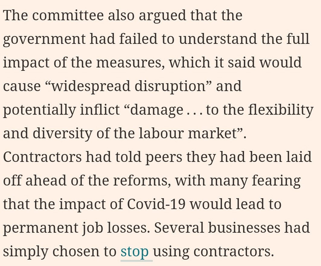 Fifth, the report focuses on the flexibility of the labour market. Not sure what is meant by this but the measures leave employers/employees with the same freedom to contract. If the employer engages individuals who are basically employees why should they not be taxed as such?