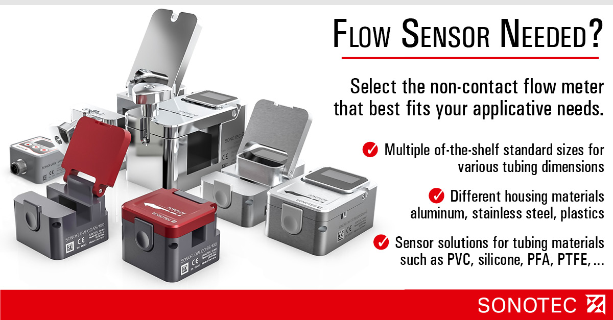 SONOTEC's tweet image. The non-contact clamp-on #flowsensor #SONOFLOW® stands out with ✔️ multiple of-the-shelf standard sizes for various tubing dimensions ✔️ different housing materials ✔️ sensor solutions for various tubing materials - #biotech #bioprocessing #SONOTEC