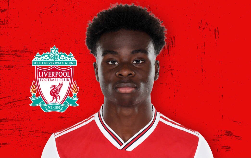 LFCDiscussion's tweet photo. 81% of you voted that you WOULD like to see #Saka at #LFC! https://t.co/QtBjc2k7Kk