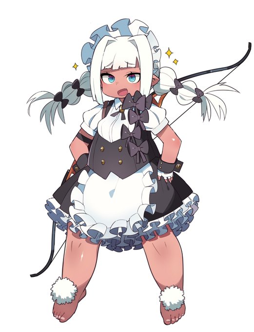 ハーフリングはメイド服でも裸足 