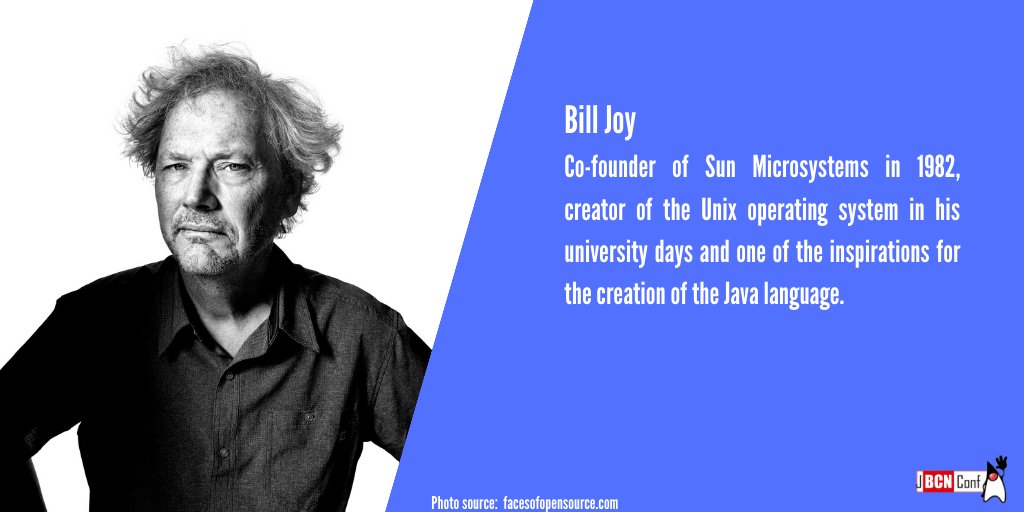 dev_bcn's tweet photo. Bill Joy is considered one of the best developers within the Computer History 🤓. Today we are thanking him for making the tech and computing world much bigger 🖥 https://t.co/oJEIPT5wJf #JBCN20 #JVM #SoftwareDeveloper #Java #Programming #Code #Programmers https://t.co/mLQsLacwKE