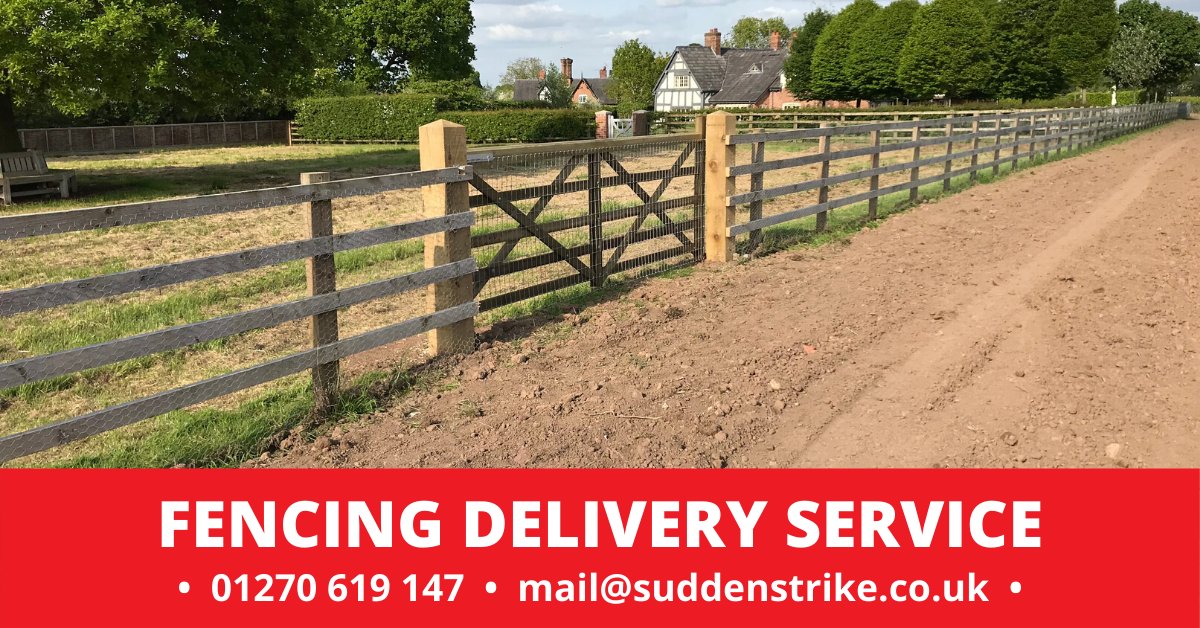 Fencing delivery service for Cheshire, Shropshire and Staffordshire 👍

Call us on 01270 619 147 for prices and delivery times 📱

suddenstrikefencing.co.uk