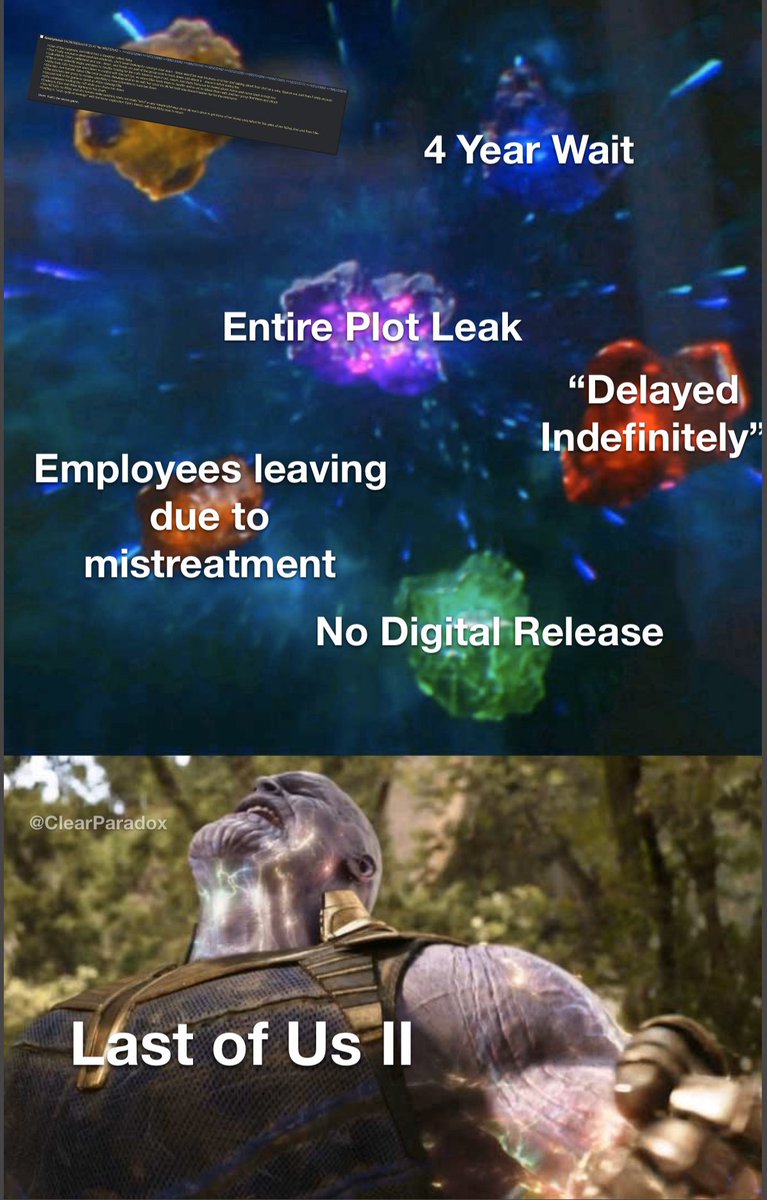 ClearParadox's tweet photo. Things aren’t looking too good for Naughty Dog right now. #TheLastofUsPartII #NaughtyDog https://t.co/c1pNfHlAOD