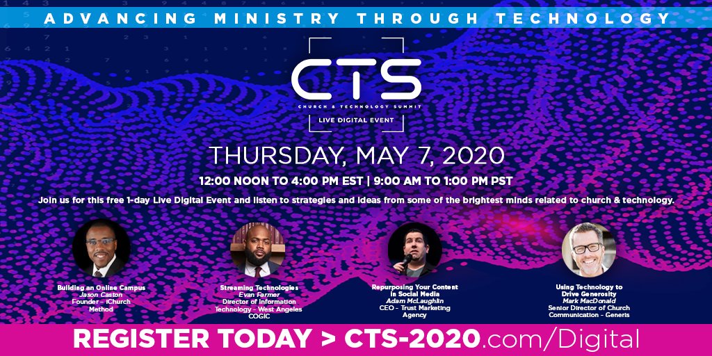 markmac1023's tweet image. Join me! This FREE 4-hr online conf (May 7) is for the Pastor/Church wanting to talk openly about the recent technology pivot we've all taken. Info, solutions, ideas, and chat. Register now to get links: cts-2020.com/digital #church #churchcomm #digitalgenerosity