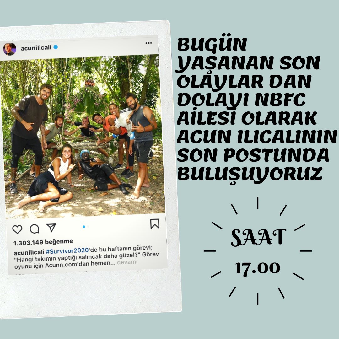 nbblackpower's tweet photo. 📢DUYURU 📢  

NBFC ailemiz, yaşanan son olaylardan dolayı saat 17.00 da Acun Ilıcalı'nın Instagram'da son postuna yorum etkinliği düzenliyoruz. 
Katılımlarınızı bekliyoruz. 

#survivor2020 #nisabölükbaşı #nbfc https://t.co/D1sNvtmDtF