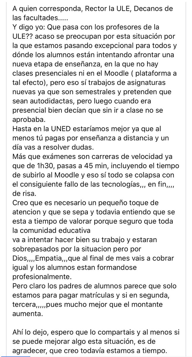 AlbaZotes's tweet photo. La madre de mi amiga ha escrito esto y no le falta ni una pizca de razón 
#campusfraudULEnto #ULErdos https://t.co/fwOzPFnskt