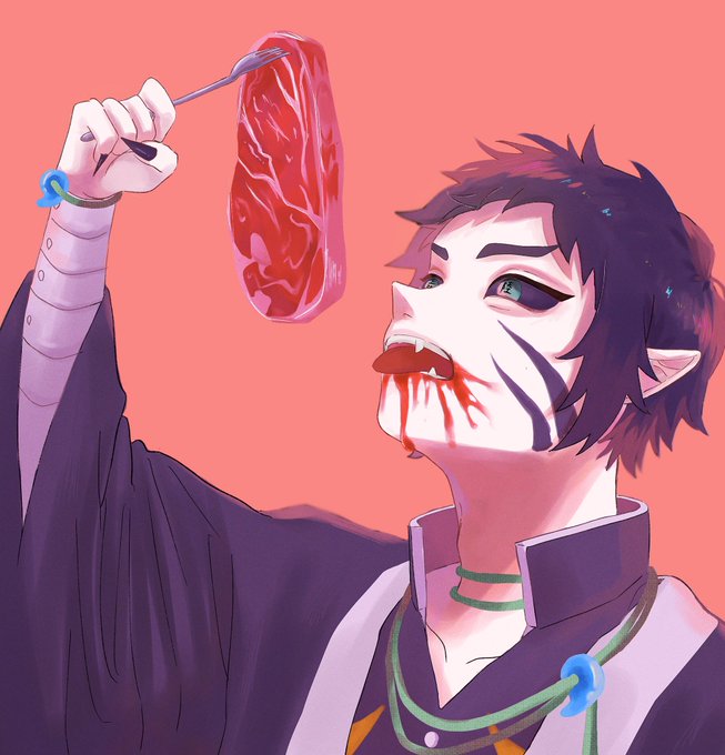 しまもようさんがTwitterに投稿した獪岳(鬼滅の刃)のイラスト。