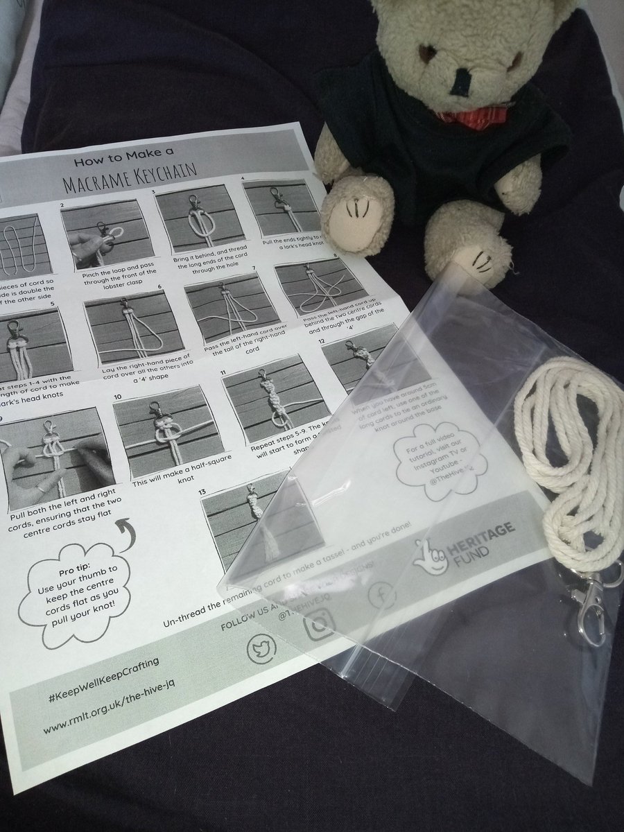 Tarliebear's tweet photo. Today's challenge care of @TheHiveJQ to make a Macrame Keychain. Will post the finished article tomorrow. #tarlietravels #COVID19 #keepwellkeepcrafting @JQBID @JQNF @TinaFrancis15 https://t.co/xPPYboUVMb