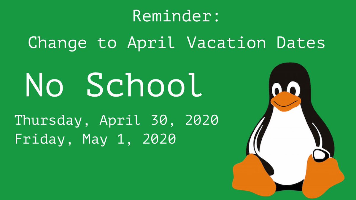 #peterwoodbury Changes to April vacation dates