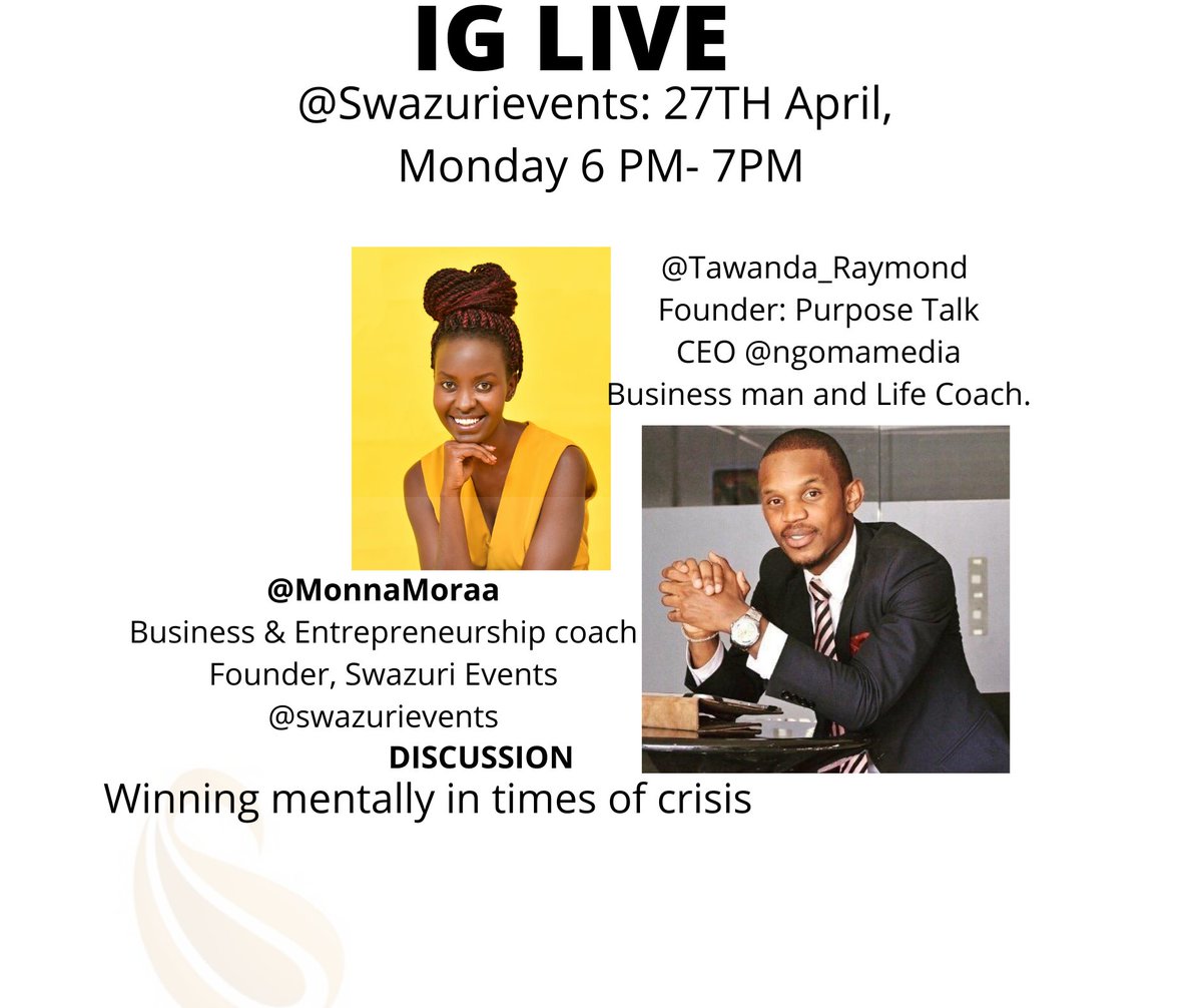 Releasing this info to have you guys tune in with us on today 6-7pm featuring <a href="/tawanda_raymond/">Tawanda Raymond</a> 
We believe that this pandemic might have taken a toll on you mentally hence putting you on a see-saw.