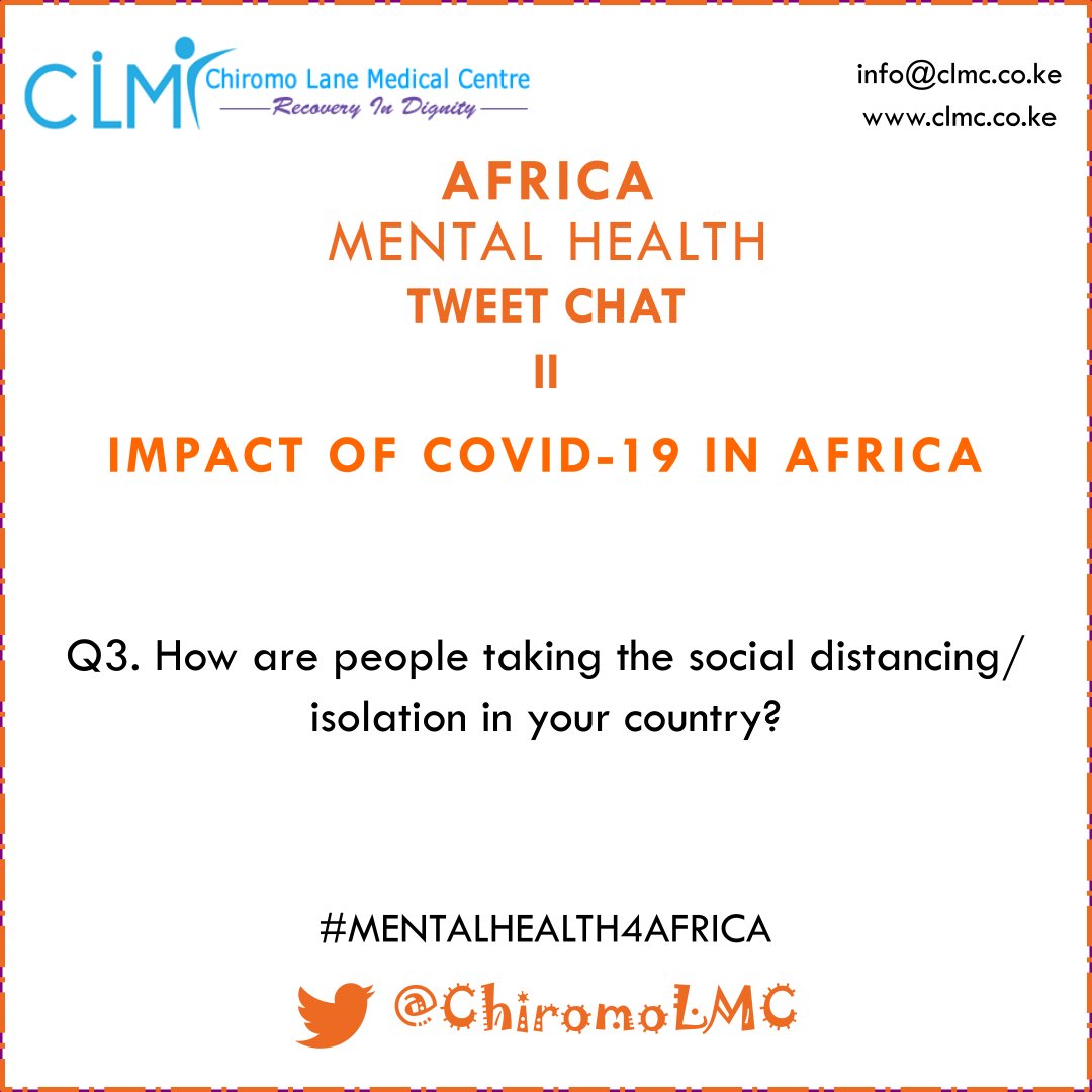 ChiromoHospGrp's tweet photo. AMHTC Q3. How are people taking the social distancing/isolation in your country?

#MentalHealth4Africa https://t.co/3BzJDpqQ3P