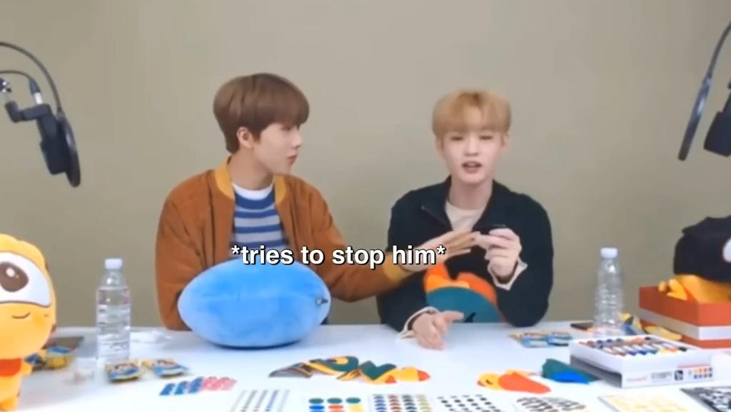Chenle— the one he loves the most— never let chenle hurt himself— really happy when lele's around— helped him improving his korean— listens to him the most—sweet & really cared for him —always helps him —checks him up always
