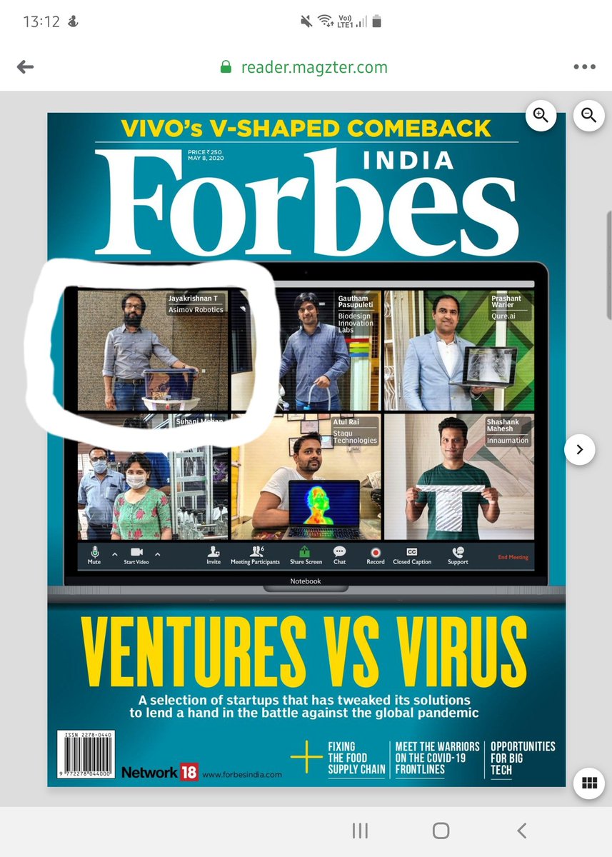 drriteshmalik's tweet photo. Extremely proud of @JK_ASIMOV for getting featured on the cover of @forbes_india May edition. I maybe biased as I'm an angel investor, but I truly believe #asimovrobotics is the most amazing service robotics company in India today. 🤖 https://t.co/qSPbZXJEsW