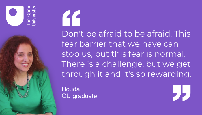 OpenUniversity's tweet photo. For your slice of #MondayMotivation today here's OU graduate Houda, who said her Development Policy and Practice studies in @OU_FASS have transformed her. 🤩 https://t.co/OX3gu4bcaP