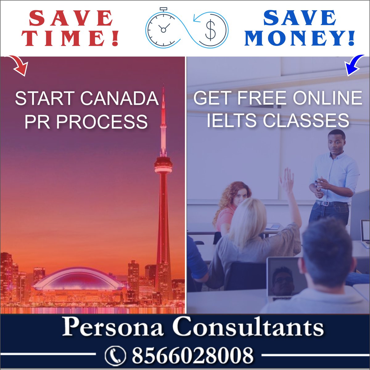 Personavisa's tweet image. SAVE MONEY! SAVE TIME !!

Get Free Online IELTS Classes Online and Start Your #PRProcess Alongside Persona Consultants! Call for Details: +91- 85660 28008

#PersonaConsultants #FreeIELTS #CanadaPR #CanadaVIsa #FamilyPR