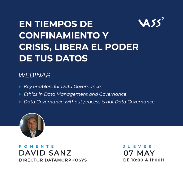VASS_Company's tweet photo. 📈¿Cómo pueden las organizaciones explotar, de una vez por todas, el valor de los #Datos?
¡Descúbrelo el 7 de mayo, de 10h a 11h, en el #Webinar "En Tiempos de confinamiento y crisis libera el poder de tus datos" por David Sanz, Director de #Datamorphosys https://t.co/VMrJU3JYwh https://t.co/Ge2juy7Jct