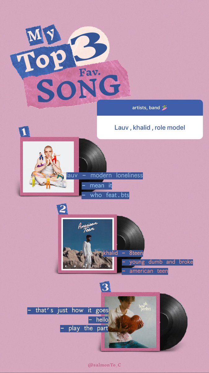 มีอะไรมาให้เล่นกันอีกแล้วค่าทุกคน เทมเพลตไอจี ask ! my top 3 fav. song เอาไปเล่นได้เลยนะคะ🏄🏻‍♀️✨💽