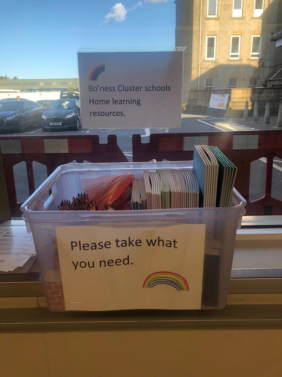 If you are struggling to provide your children with resources for home learning then you can collect some from this box at customer services in Tesco Bo’ness. Please only take what you really need. Hope you find this helpful.Thankyou to Tesco for their willingness. <a href="/BonessPublic/">Bo'ness Public PS</a>