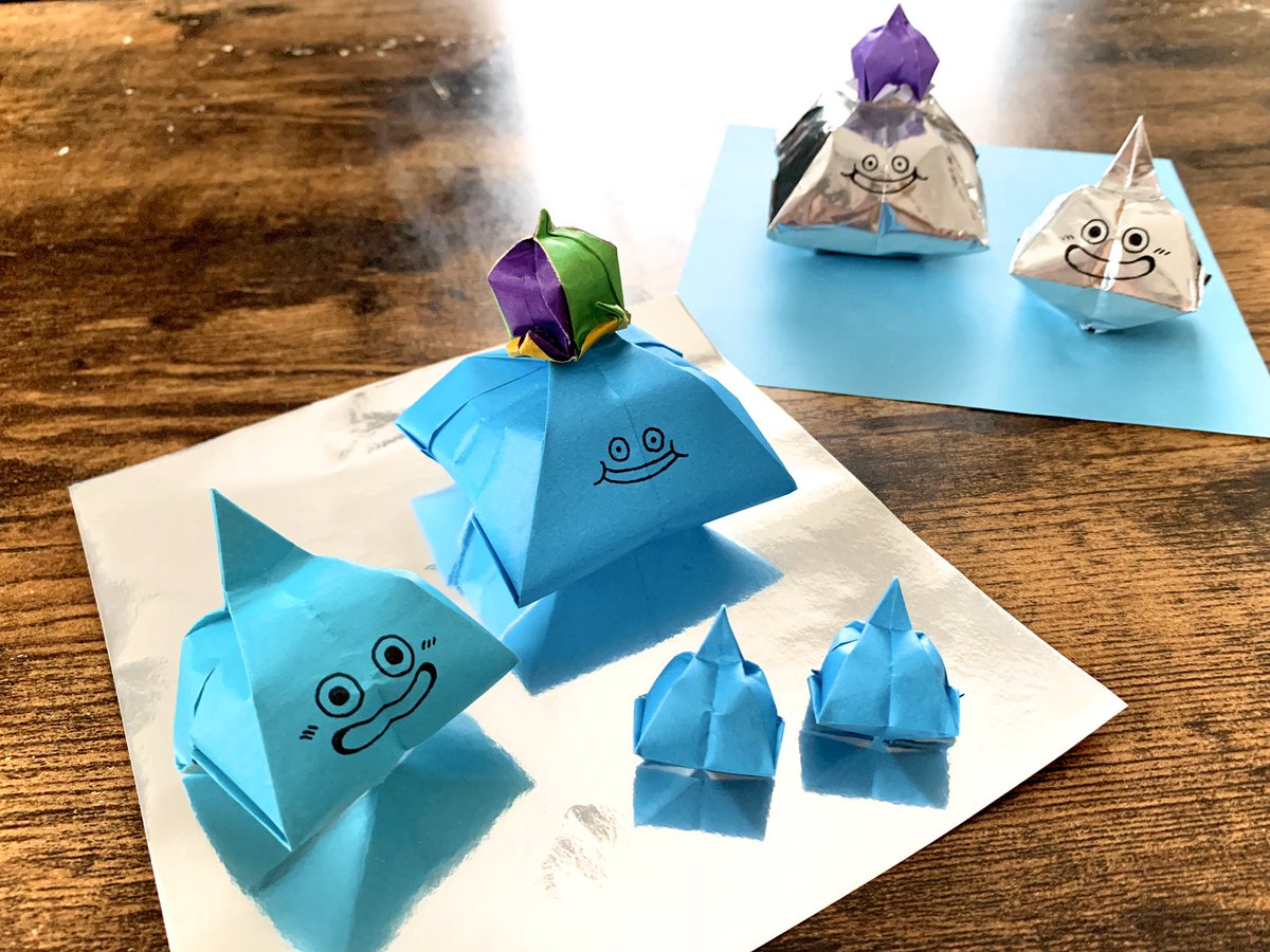 Uzivatel マイマイ Game Na Twitteru Stay Home 満喫中 折り紙でスライム作った ꙭ キングスライムの王冠と ミミック マドハンドも自分の中で力作 W ドラゴンクエスト ドラクエ Dragonquest Dq スライム 折り紙 ドラクエ折り紙 アトリエ