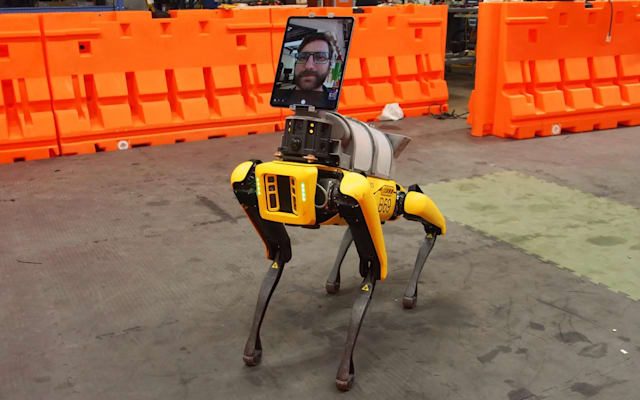 covid_hack's tweet photo. #BostonDynamics announced that its #Spot #robots are allowing #healthcare providers to #remotely triage #patients at Boston’s Brigham and Women’s Hospital. Its most impressive feat yet might be #protecting healthcare workers on the frontlines of the #COVID19 #pandemic. https://t.co/awM7hU0JW3