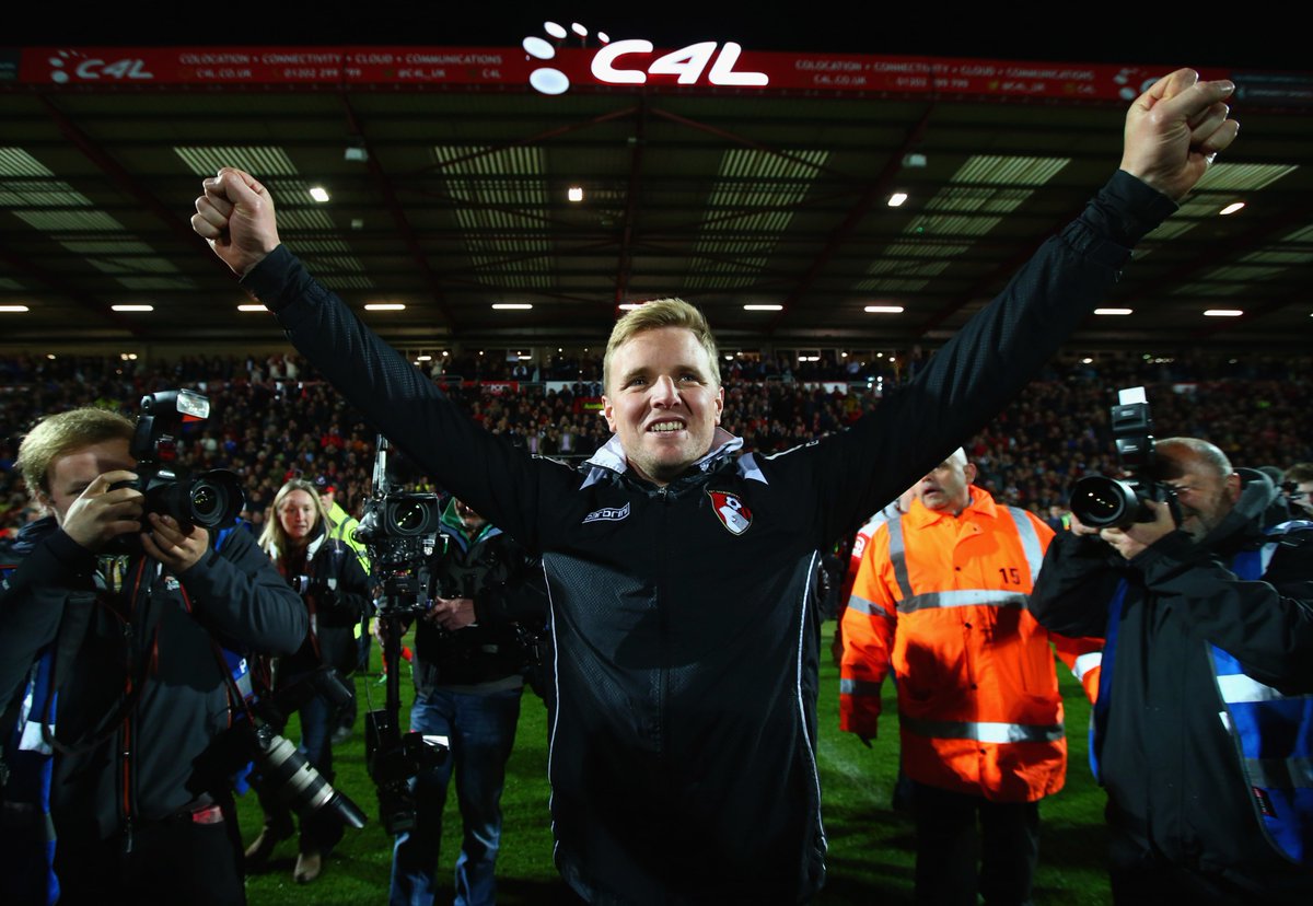 afcbournemouth's tweet photo. Absolutely magical 💫

#OnThisDay in 2015, it was one of the greatest nights in our history as victory over Bolton all but confirmed our promotion to the Premier League 🙌

@UmbroUK // #afcb 🍒 https://t.co/CJbAh2mhXV