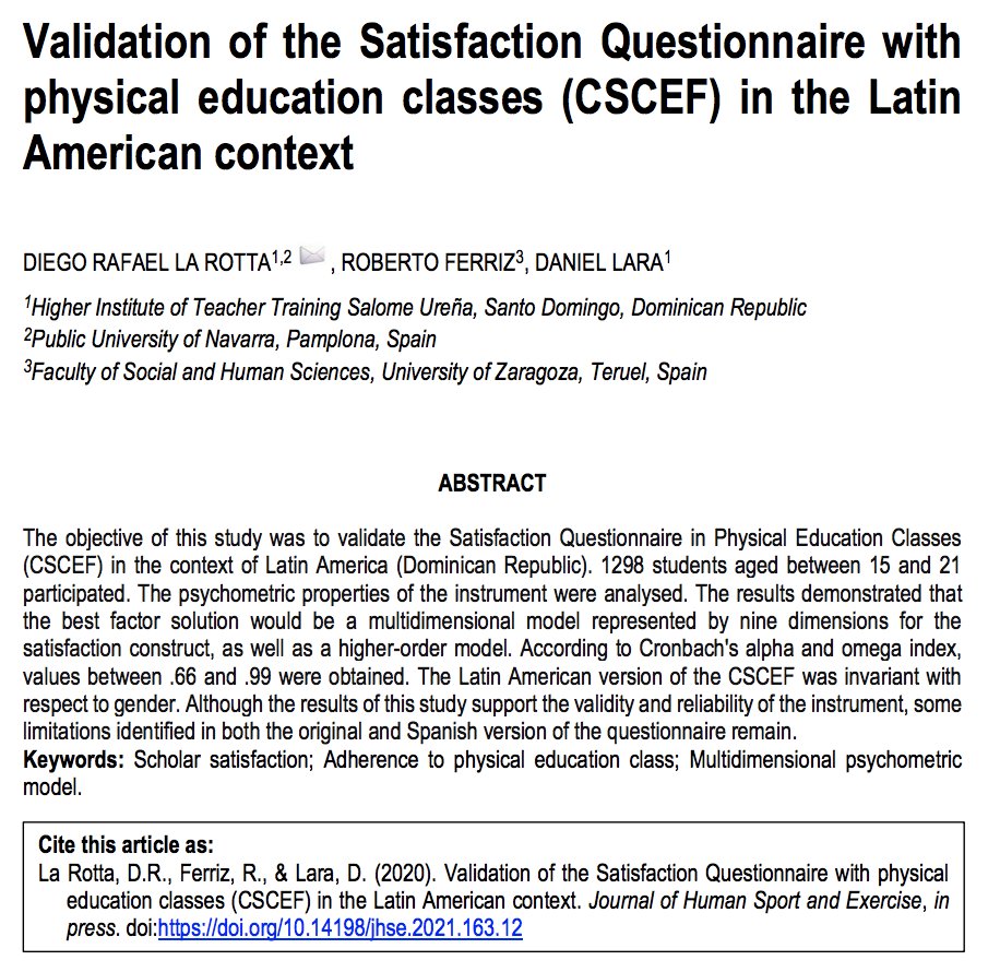 R_ferriz's tweet photo. 📒 Nuevo artículo publicado: Validación al contexto de América Latina de un instrumento para medir la satisfacción en EF de forma multidimensional:  

La Rotta, Ferriz, y Lara (2020) 👇

https://t.co/PpxaJJfYxx https://t.co/htYoxCm1y5