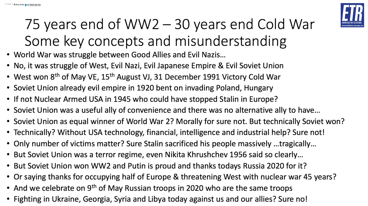 GunterFehlinger's tweet photo. ETR reminds that celebrating on 9th of May is utterly wrong and endorsing Soviet and Russia rewriting of history against Europe and EU. #WW75 was not won by Soviet Union and the Soviet Union was a evil system, a ally just because there was no other to fight the greater evil than. https://t.co/MGcxbT0BB0