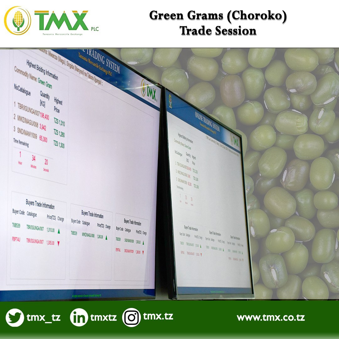 tmx_tz's tweet image. In the previous two trade sessions of Green grams (Choroko) through TMX Online Trading System in the month of April 2020, farmers have realised over TZS 500 million. 
More info on:
tmx.co.tz/market.php

#trading #commodity