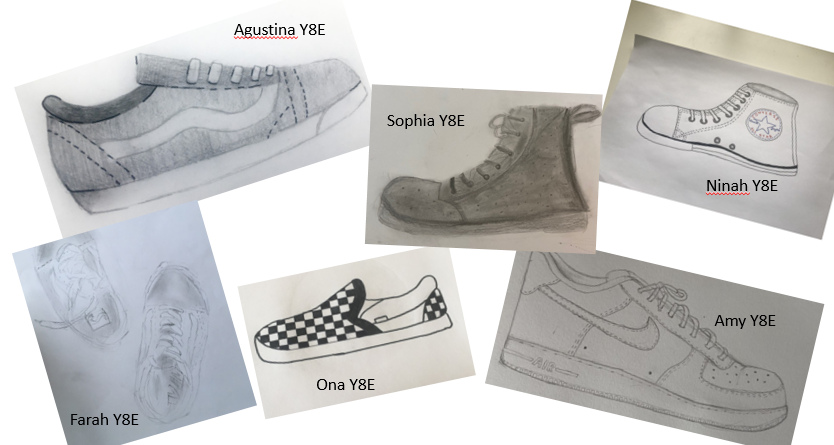 HisartF's tweet photo. Our Year 8's were tasked with drawing a shoe from direct observation focusing on shape and tone, some very cool examples here!
#HISArtandfood#distancelearning#creativestudents#everyonecounts#everyonecontributes#everyonesucceeds https://t.co/RZup5jqcZh
