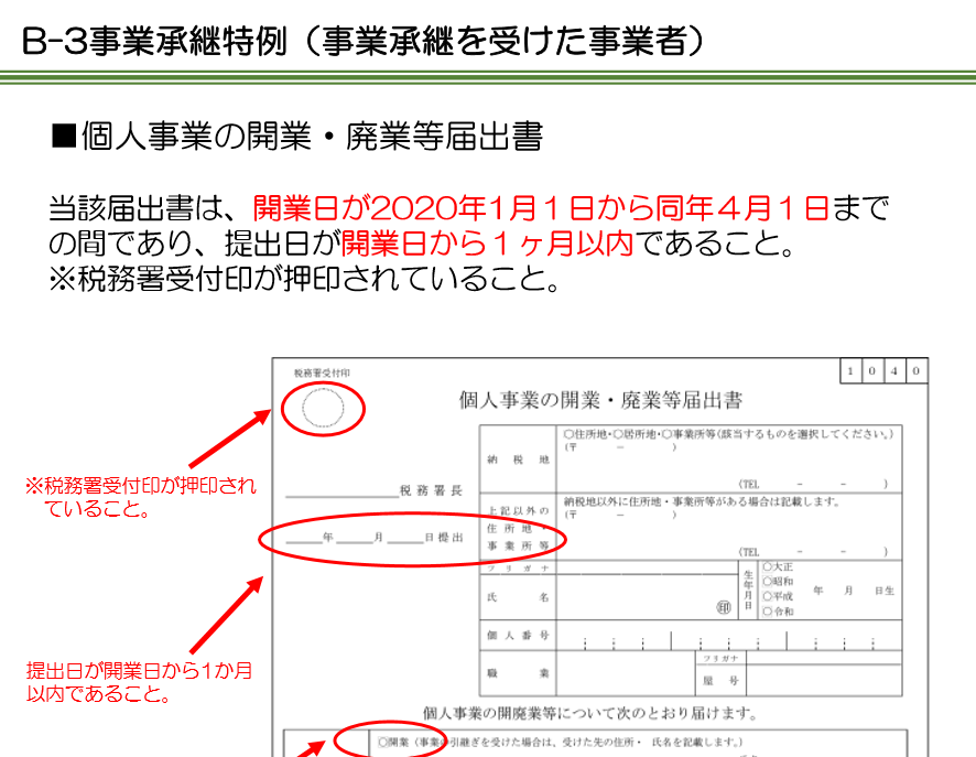 持続 化 給付 金 開業 届 ない