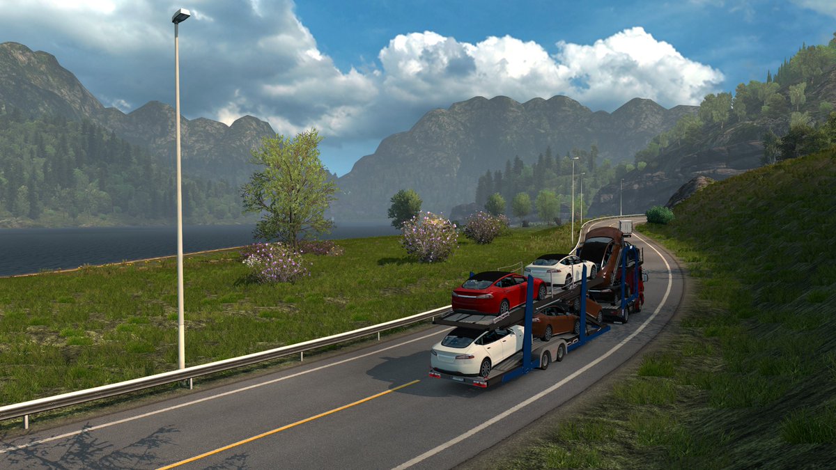 Nat2jz's tweet photo. Little trip in Norway, with some Tesla Model S to deliver from Bergen to Oslo 🚗
#eurotrucksimulator2 #promods #scania #scssofware #norway #tesla https://t.co/LmVn8NYBVI