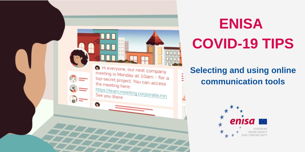 Are you an #SME facing the challenge of making remote working secure, productive and efficient? 

#ENISA has just published tips for selecting and using online communication tools. Check them out here ➡️: europa.eu/!VB93dF #Covid19 🏡#cybersecurity