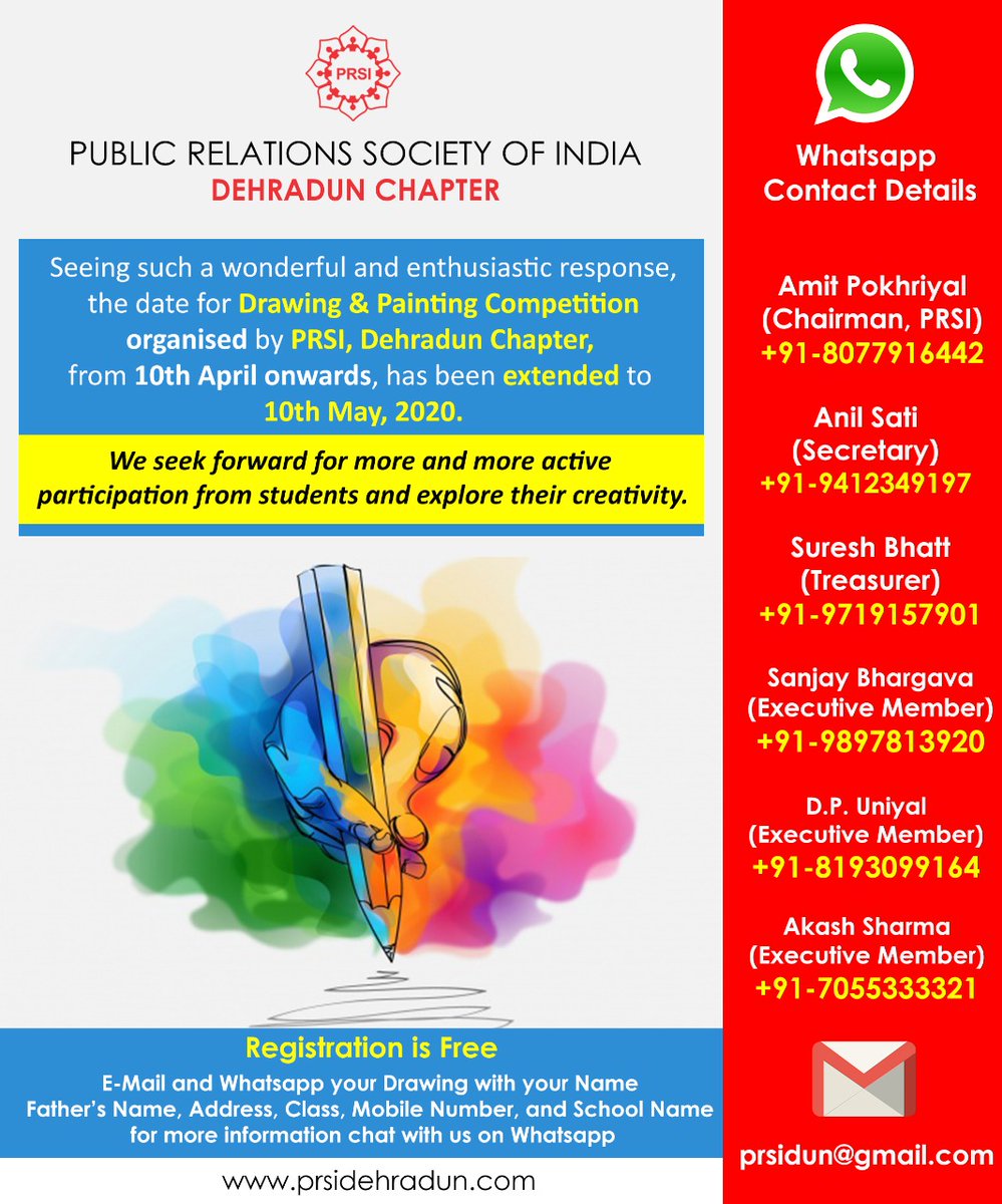 AmitPrsi's tweet photo. #Harega corona jeetega bharat#
Enthusiasm and zeal of children increasing day by day..PRSI ddun has decided to extend the date to 10th May' 20..
#Online drawing competition covid 19# https://t.co/Yxqgj5H2HL