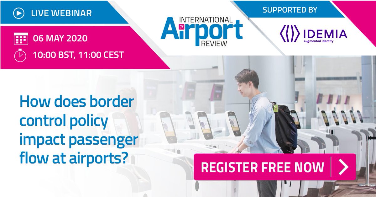 IntAirport's tweet photo. We're hosting a live webinar with @IdemiaGroup, sign up today and discover the importance of moving from a document-centric to a person-centric approach through the use of #biometrics as the key element to identifying individuals at #entryandexit points: https://t.co/KmDi33Wgid https://t.co/T3EhuZwcfX