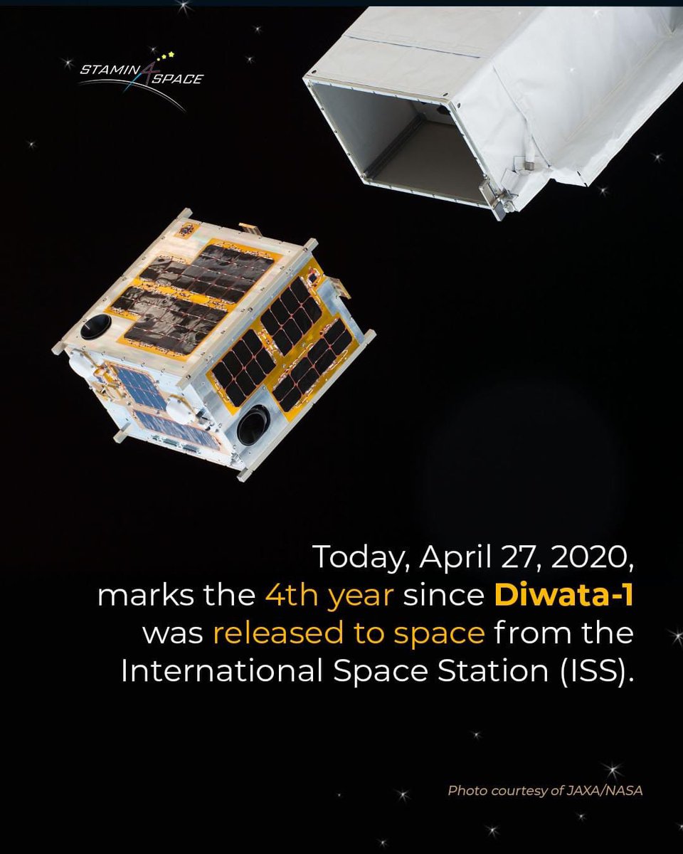 STAMINA4Space's tweet photo. Today marks the 4th year since #Diwata1 was released from the @Space_Station!๐๐ฐ On April 6, 2020, after nearly four years of service, we welcomed Diwata-1 home as it reentered the Earth's atmosphere. ๐ Watch the video from @JAXA_en: https://t.co/ntoTsenBj1
#Diwata1Homecoming https://t.co/ICGBq18KGh