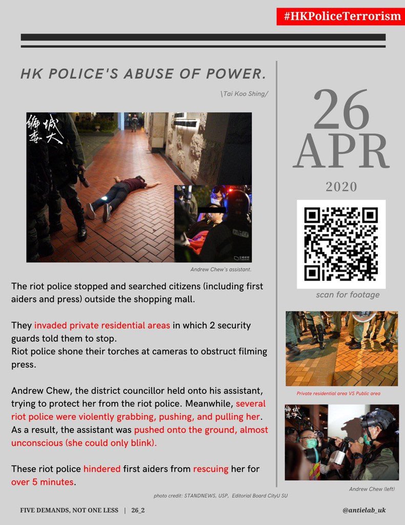 bIackobject's tweet photo. 來源/ #AntiExtraditionChannel
https://t.co/A8j5PwNdiO

What going on on 26th Apr 2020?

Hong Kong Police’s abuse of power

#Singwithyou #HKPoliceTerrorism #HKpolicebrutality #HKPoliceState #26Apr2020 https://t.co/GYDsgjf6uF