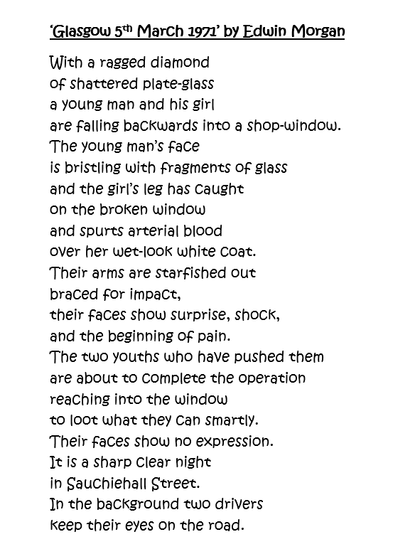 Happy birthday, Edwin Morgan. Today he'd have been 100! Here is one of my absolute favourite poems to use in the classroom! What's your favourite? #EdwinMorgan #scottishpoetry #poetry #english #teaching #glasgow5thmarch1971 #HappyBirthdayEdwinMorgan 
@EdMorganTrust