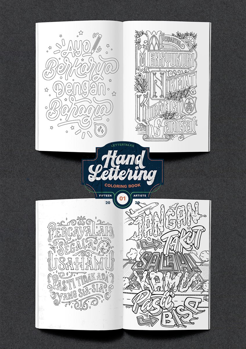 dimazfakhr's tweet photo. 🔥LETTERING COLORING BOOK🔥

Loha~ Feel free untuk mewarnai 15 karya dari 15 Lettering Artist Indonesia ini. Bisa diwarnai langsung di device kalian, atau mau diprint dulu juga bisa. Bebaskan😁🙌🏼

File bisa didownload di sini. Have fun rek!
https://t.co/eHrJ5eK84U https://t.co/oUuk4HUvD7