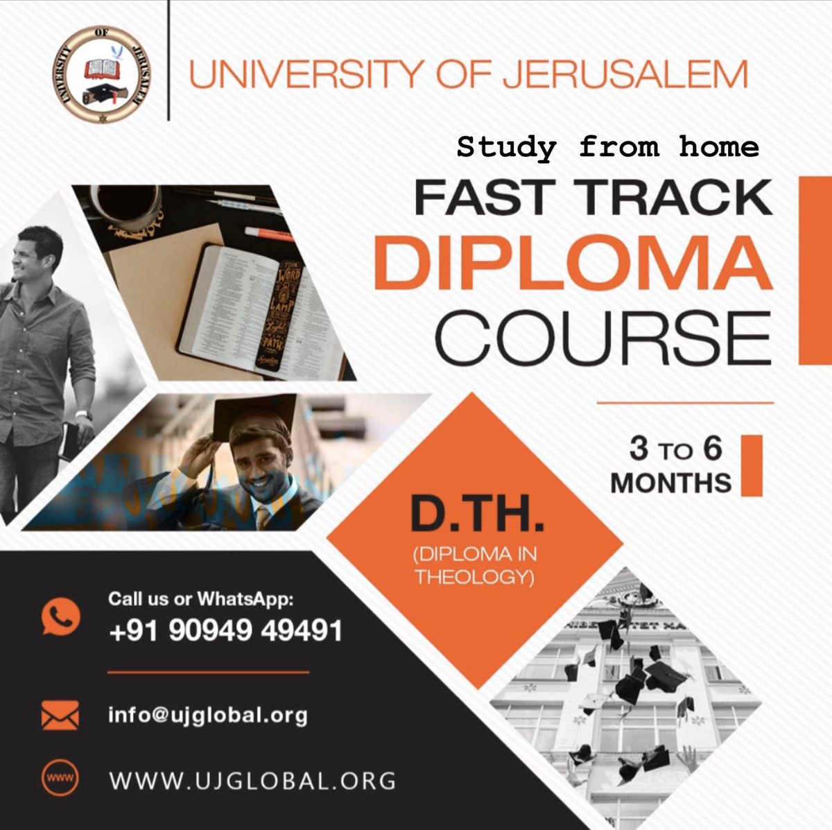 Study from home 🏠 

For More details:
Visit: ujglobal.org
WhatsApp us on: +91 90949 49491.