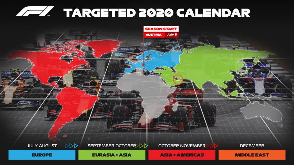 ListenToSF's tweet photo. Actual proposal for the 2020 #F1 calendar. https://t.co/W1aPYvBIUg