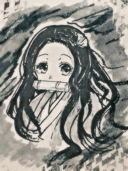 いちおか君さんがTwitterに投稿した竈門禰豆子(鬼滅の刃)のイラスト。