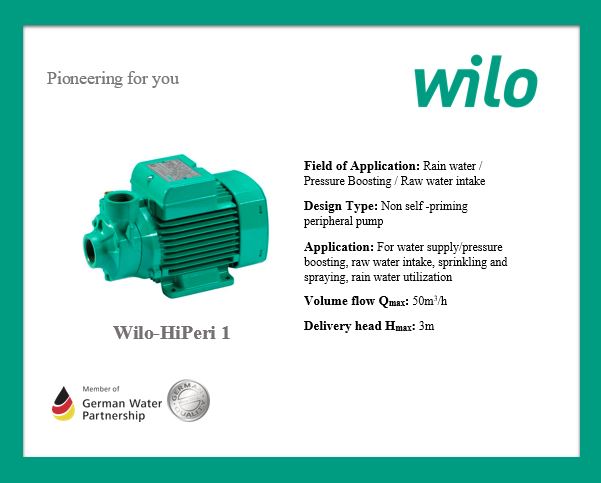 WiloPumpsNigLtd's tweet image. Wilo-HiPeri 1
For water supply/pressure boosting, raw water intake, sprinkling and spraying, rain water utilisation
#WiloPump #HighlyEfficient #GermanTechnology